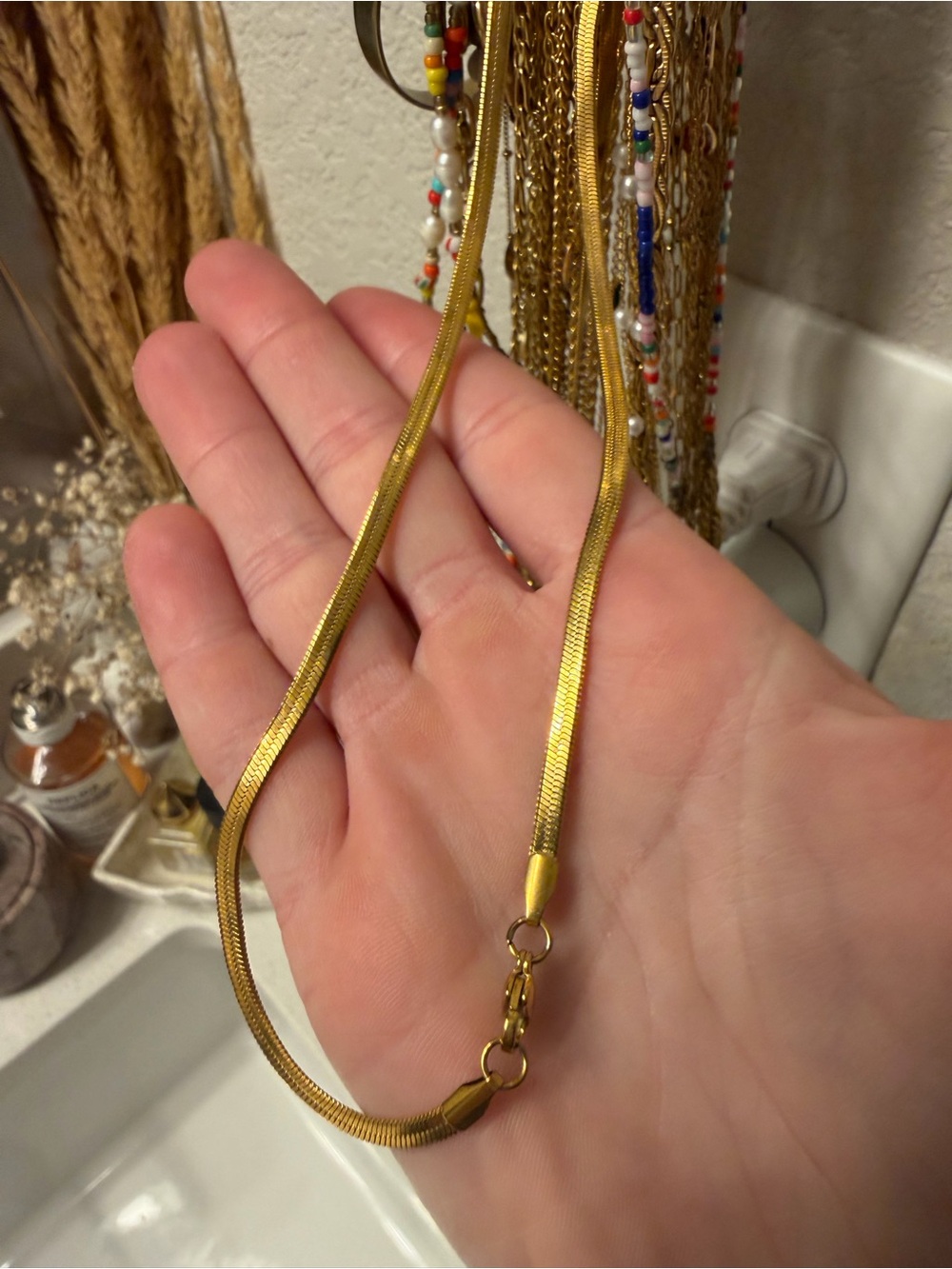 Gold Tone Snake Chain Necklace - Jewelry
